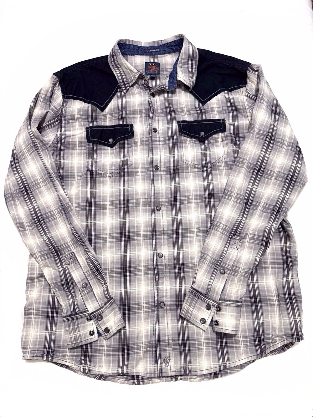 Moonshine Spirit Brad Paisley Western Black Gray Flannel Button Down Shirt Large
